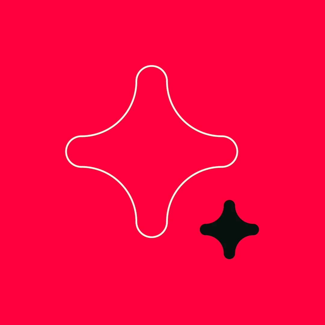 Post em campo vermelho com estrela em contorno off-white e estrela sólida musgo
