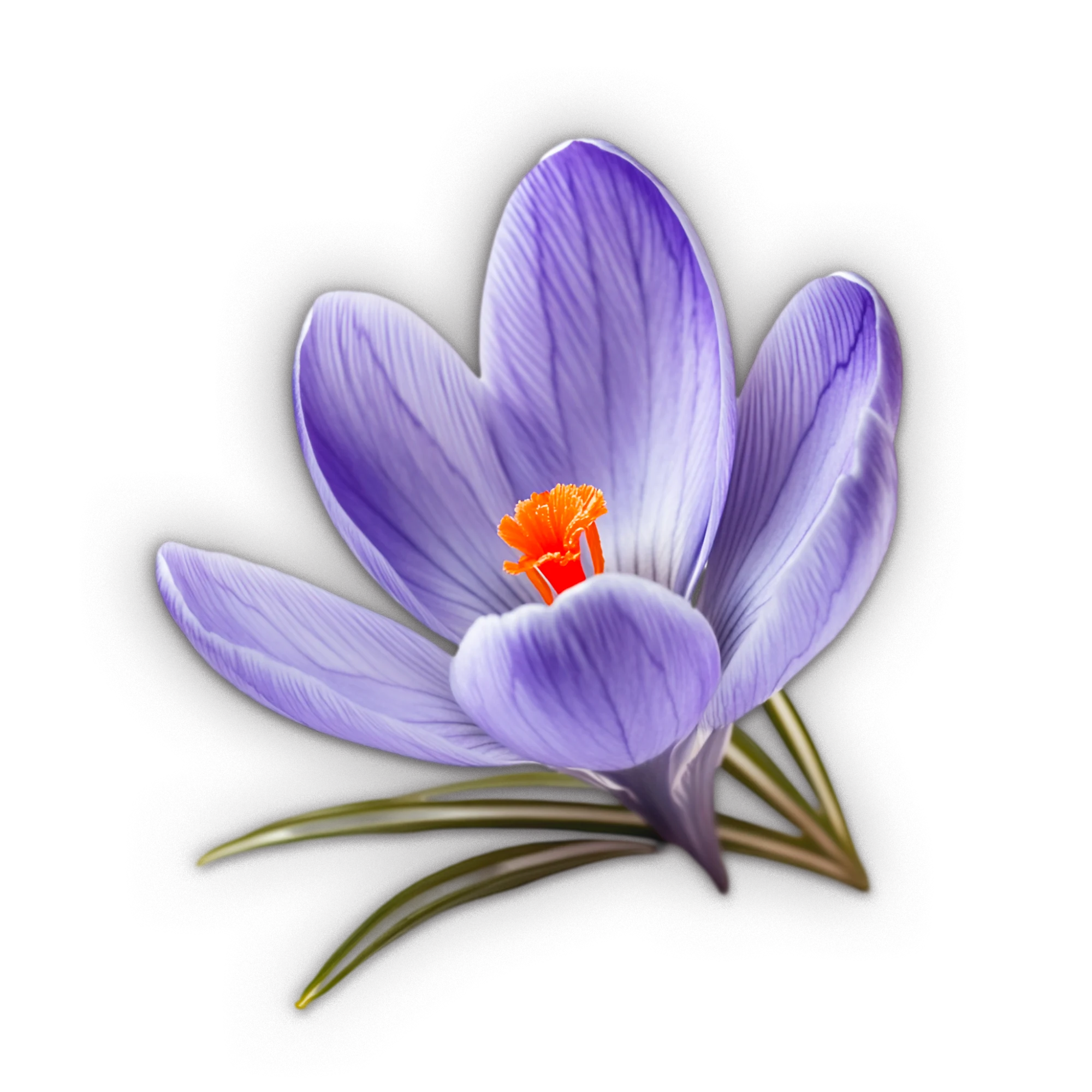 Flor de açafrão — crocus sativus — com os estigmas vermelhos ao centro