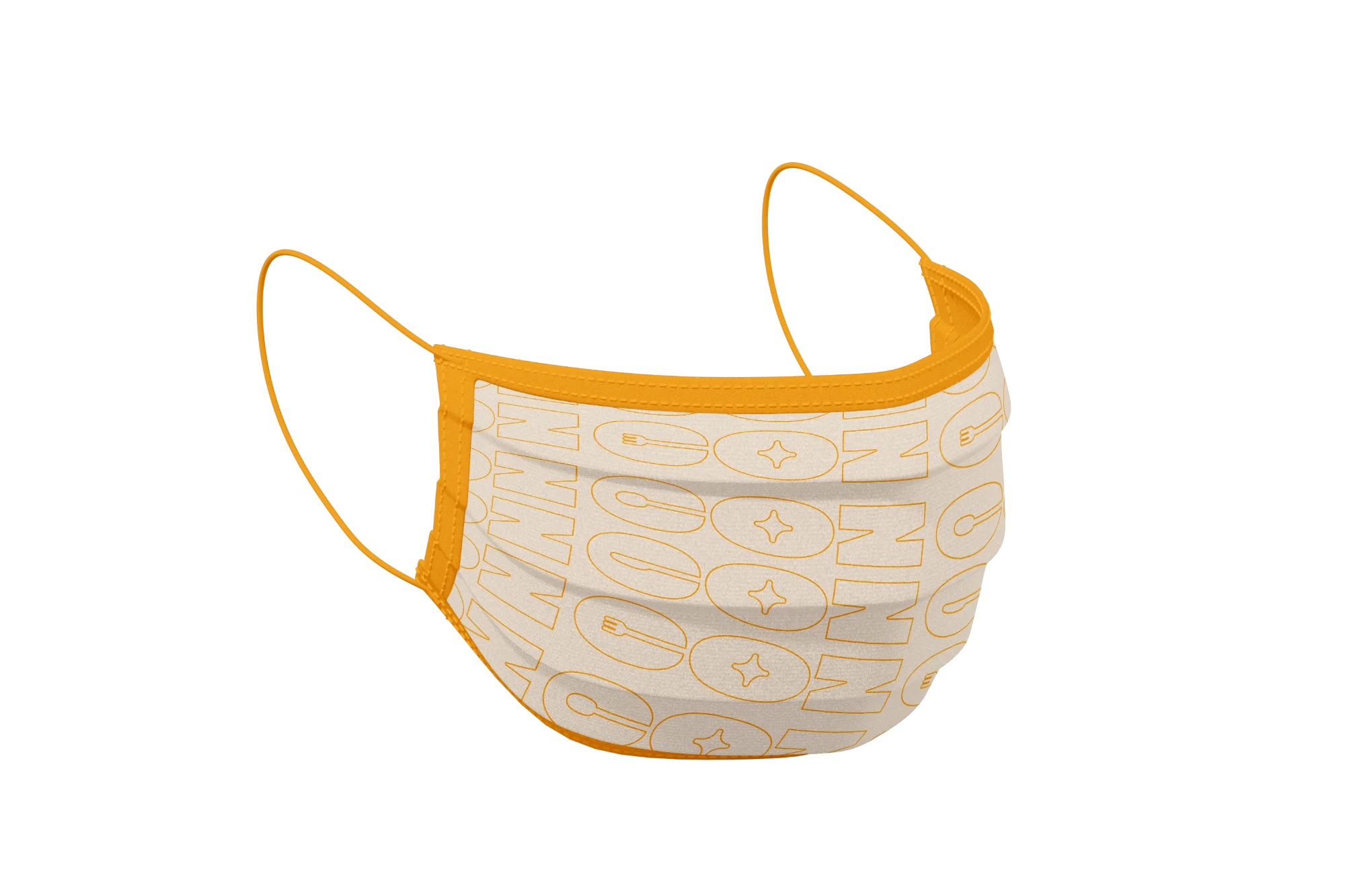Máscara com pattern do logotipo COZ em contorno açafrão
