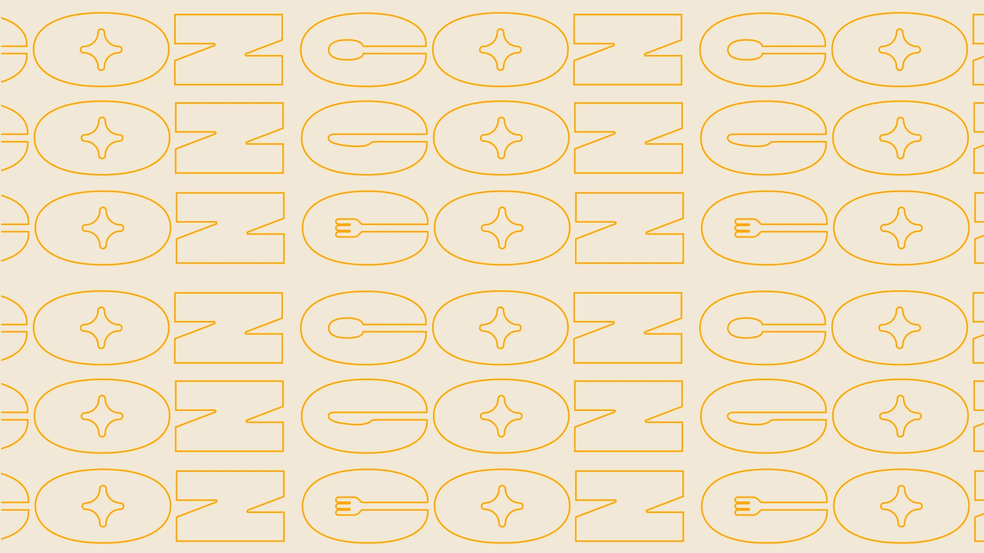 Pattern com as letras C, O e Z em contorno açafrão