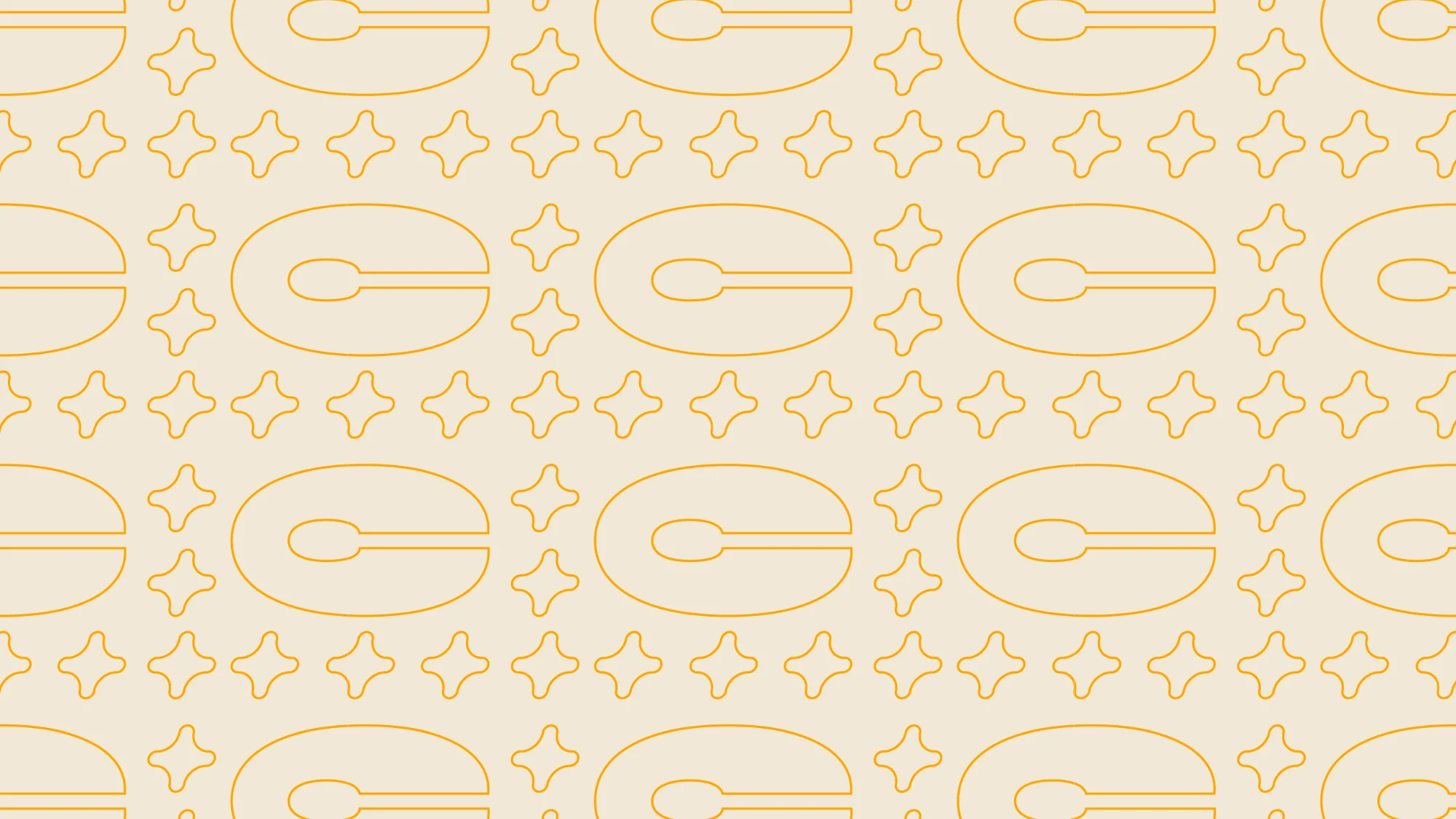 Pattern com o C e a estrela de quatro pontas em contorno açafrão